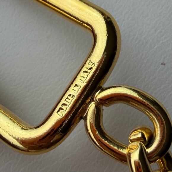 FENDI Iconic Striped Leather Gold Keychain Handbag Charm MINT - Picture 3 of 5